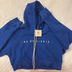 She By Shereé Rhinestone Blue Cropped Hoodie